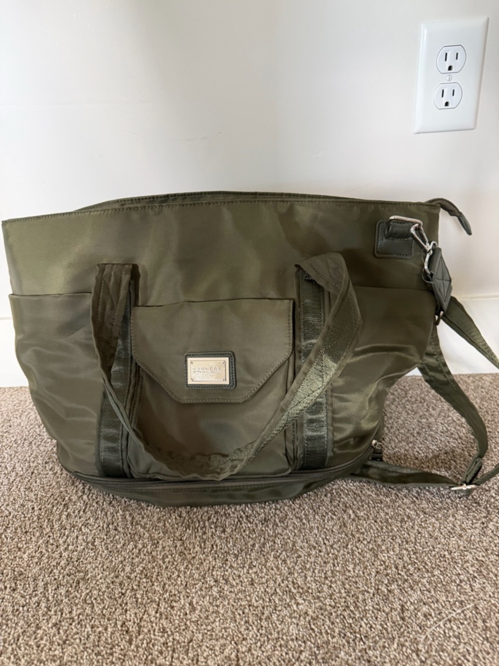 Laundry By Shelli Segal Olive Green Nylon Travel Tote